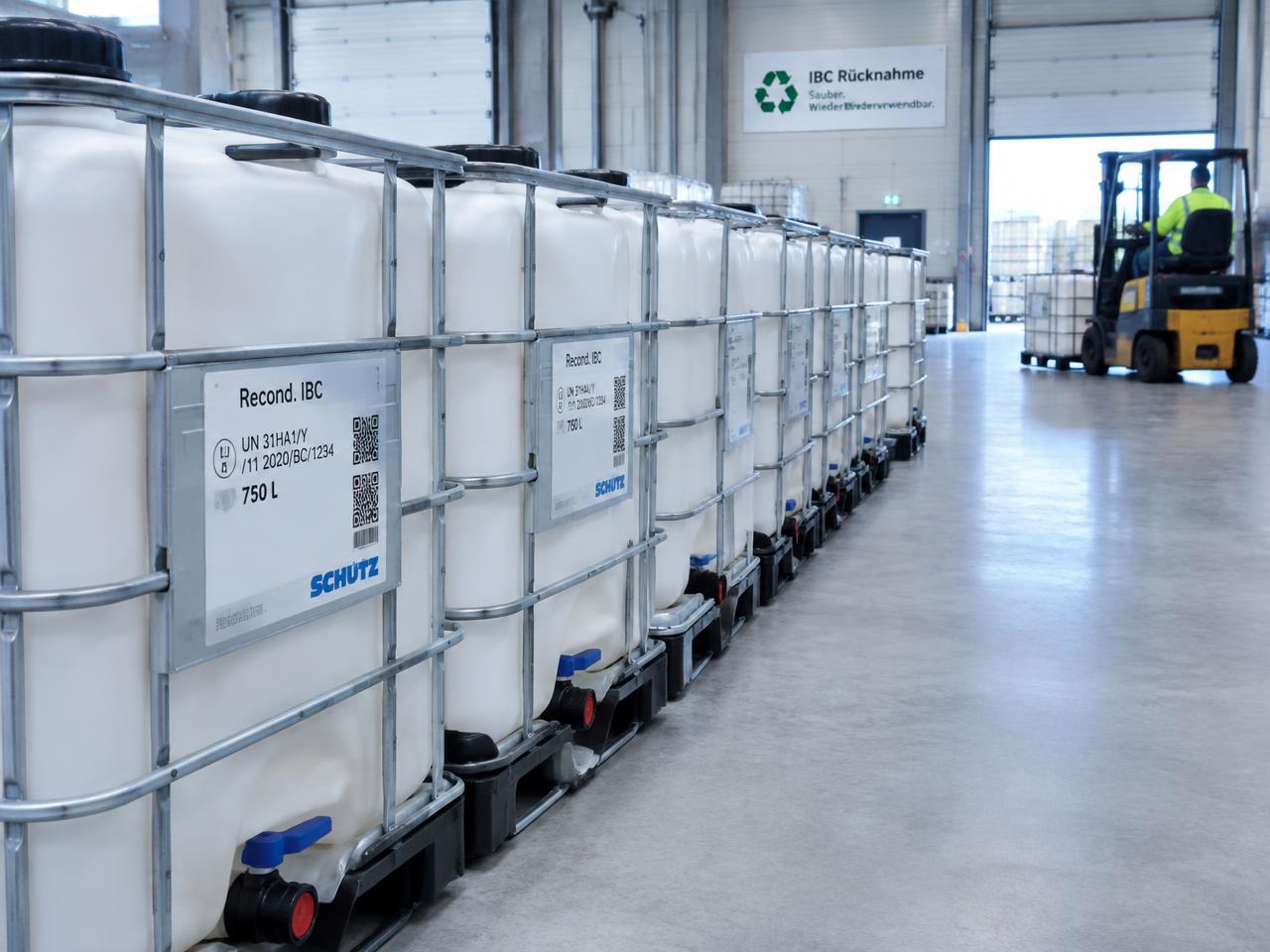 Reusable chemical containers returned to the warehouse